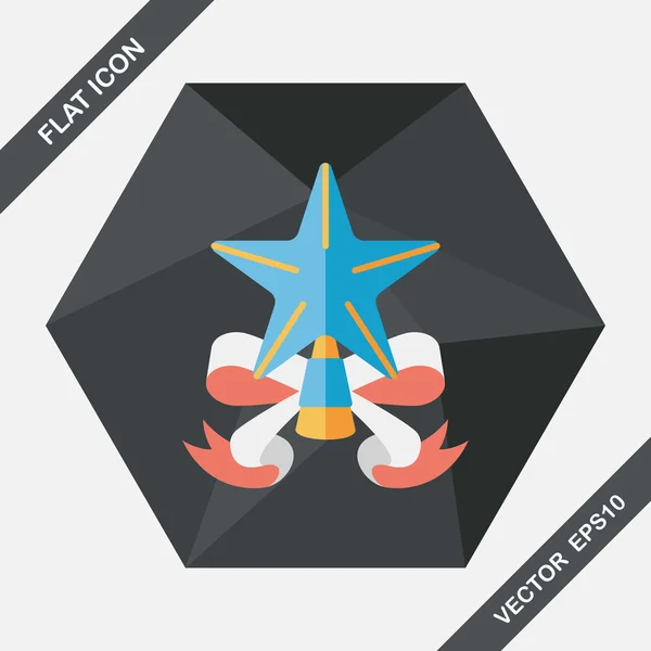 Icône plate étoile de Noël avec ombre longue, eps10 — Image vectorielle