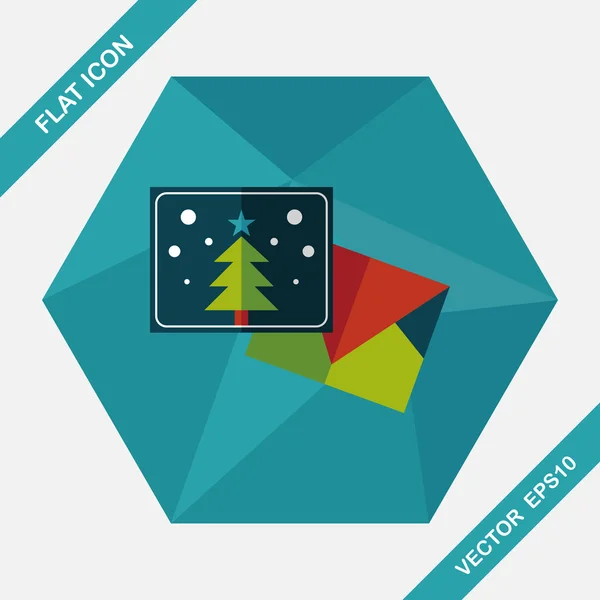 Tarjeta de Navidad icono plano con sombra larga, eps10 — Vector de stock