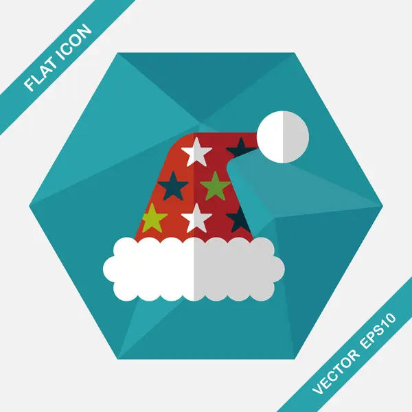 Jul hatt flat ikonen med långa skugga, eps10 — Stock vektor