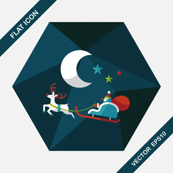 Jultomten flat ikonen med långa skugga, eps10 — Stock vektor