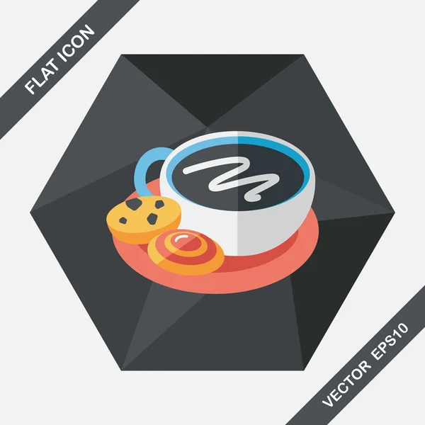 Coffee with chocolate flat icon with long shadow, eps10 — стоковый вектор