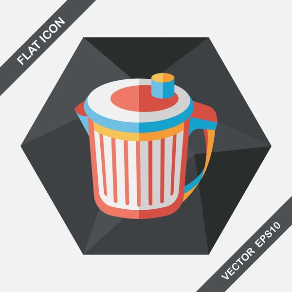Keukengerei vuilnisbak platte pictogram met lange schaduw, eps10 — Stockvector