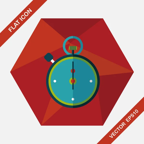 Stopwatch platte pictogram met lange schaduw, eps10 — Stockvector