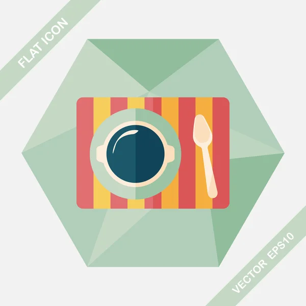 Tableware flat icon with long shadow, eps10 — стоковый вектор