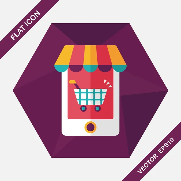 Tienda de compras icono plano con sombra larga, eps10 — Vector de stock