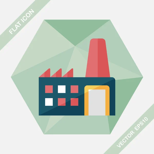 Bouw fabriek platte pictogram met lange schaduw, eps10 — Stockvector