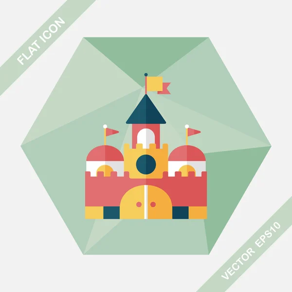 Building castle flat icon with long shadow, eps10 — стоковый вектор