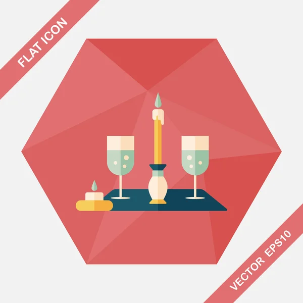 Aftelkalender voor Valentijnsdag champagne platte pictogram met lange schaduw, eps10 — Stockvector