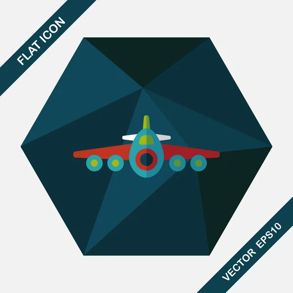 Transporte avión plano icono con sombra larga, eps10 — Vector de stock