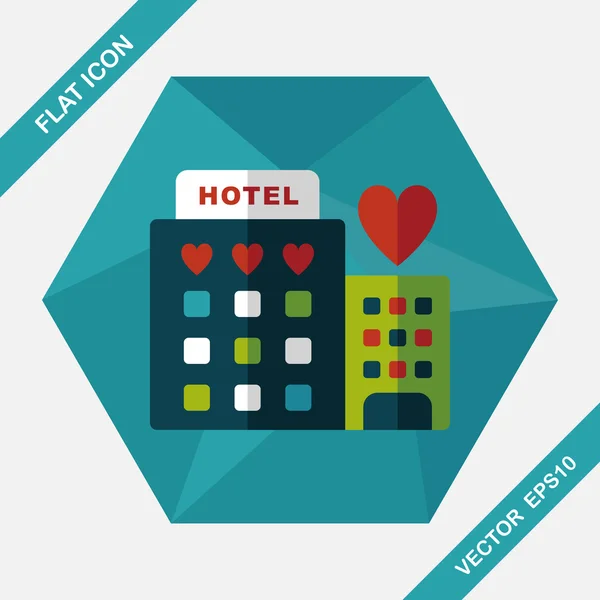 Valentine's day hotel flat icon with long shadow,eps10 — Stock Vector