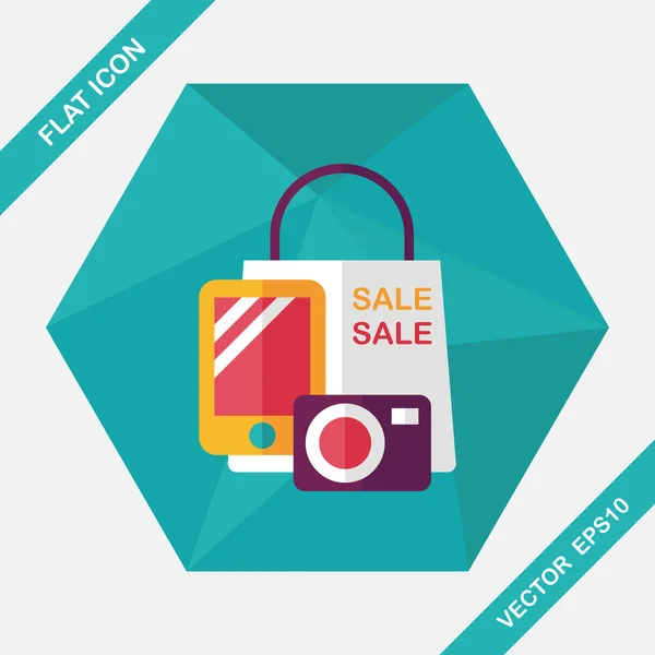 Shopping present flat icon with long shadow,eps10 — Stock Vector