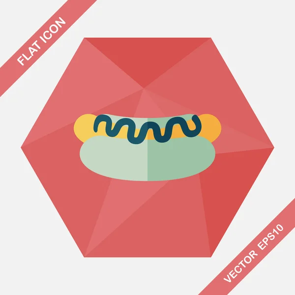 Hotdog platte pictogram met lange schaduw, eps10 — Stockvector