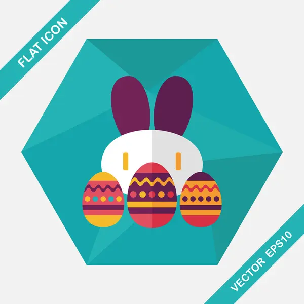 Easter bunny flat icon with long shadow,eps10 — Stock Vector