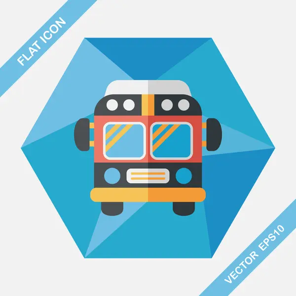 Транспорт Bus flat icon with long shadow, eps10 — стоковый вектор