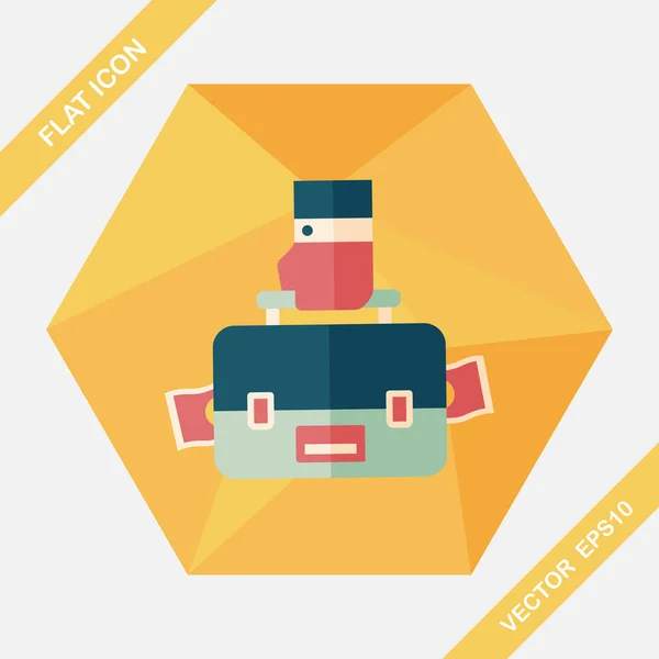 Business bag flat icon with long shadow, eps10 — стоковый вектор