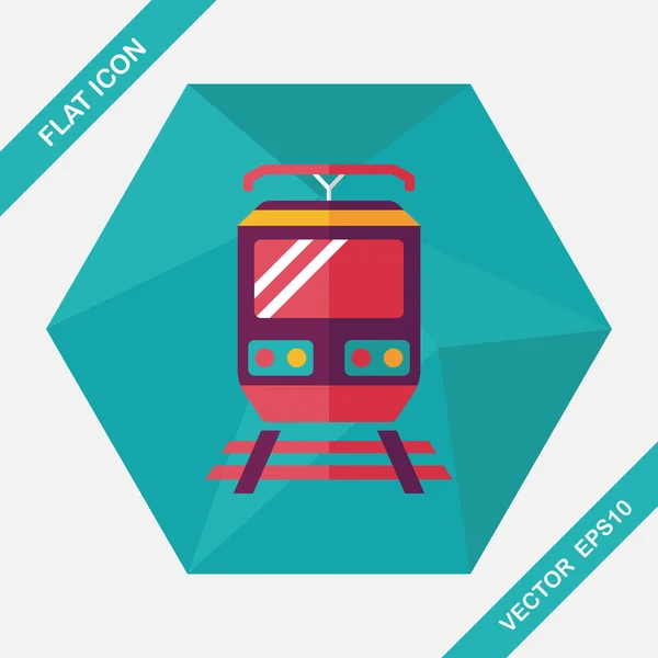 Transporte trem ícone plano com sombra longa, eps10 — Vetor de Stock
