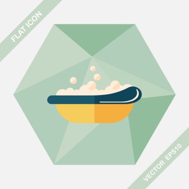 Bebek Banyo bebek düz simgesiyle uzun gölge, eps10