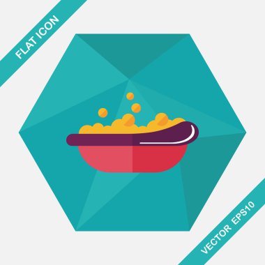 Bebek Banyo bebek düz simgesiyle uzun gölge, eps10