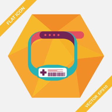 Patient ID Bracelet flat icon with long shadow clipart