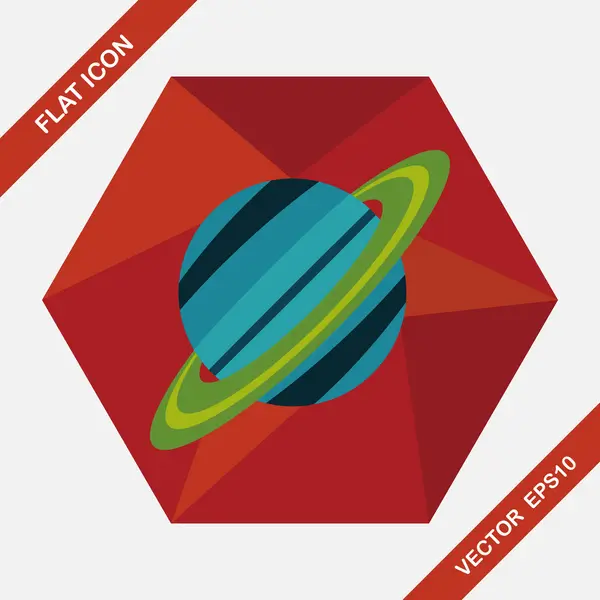 Space planet flat icon with long shadow, eps10 — стоковый вектор