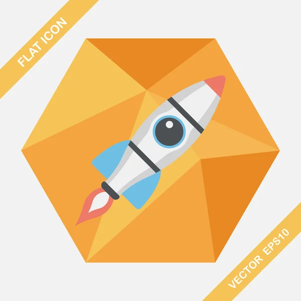 Espacio cohete icono plano con sombra larga, eps10 — Vector de stock