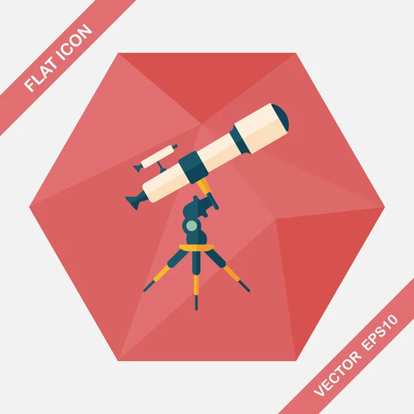 Icône plate télescope spatial avec ombre longue, eps10 — Image vectorielle
