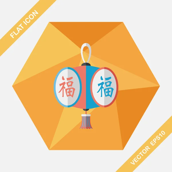 Chinees Nieuwjaar platte pictogram met lange schaduw, eps10, chinese festi — Stockvector