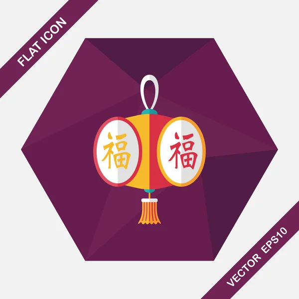 Ano Novo Chinês ícone plano com sombra longa, eps10, chinês festi — Vetor de Stock