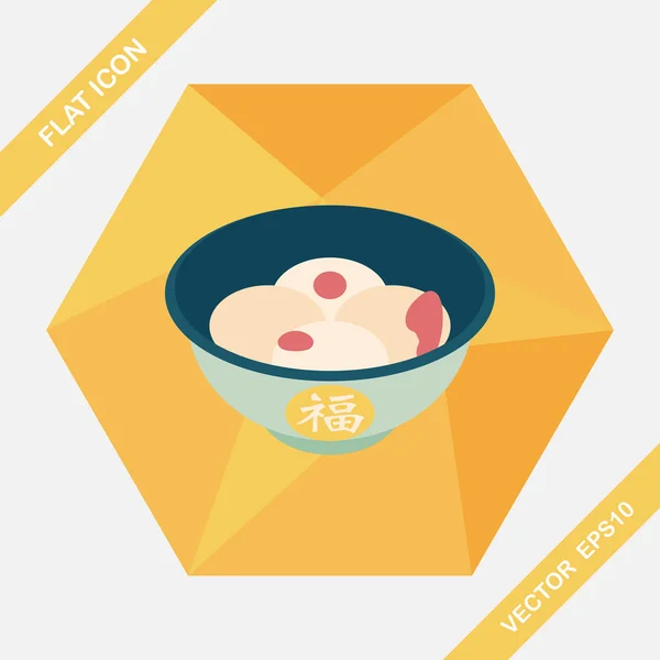 Chinese New Year tangyuan flat icon with long shadow, eps10 — стоковый вектор