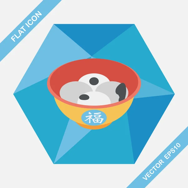 Chinese New Year tangyuan flat icon with long shadow, eps10 — стоковый вектор