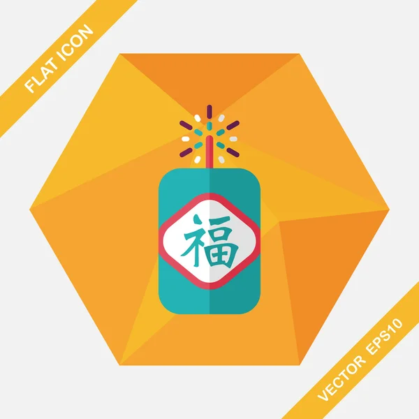 Año Nuevo chino icono plano, eps10, palabra Fu, festival chino cou — Archivo Imágenes Vectoriales