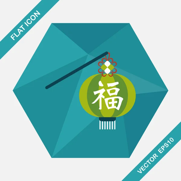 Kinesiska nyåret flat ikonen med långa skugga, eps10, kinesiska festi — Stock vektor