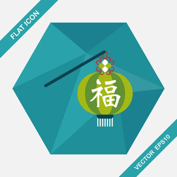 Chinees Nieuwjaar platte pictogram met lange schaduw, eps10, chinese festi — Stockvector