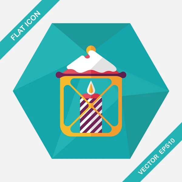 Vela de Navidad icono plano con sombra larga, eps10 — Vector de stock