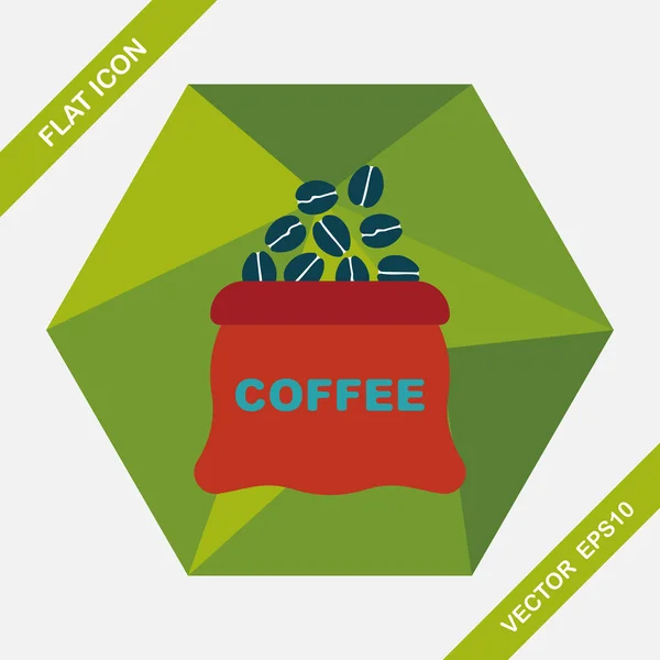 Kaffeebohnen-Ikone mit langem Schatten, Eps10 — Stockvektor