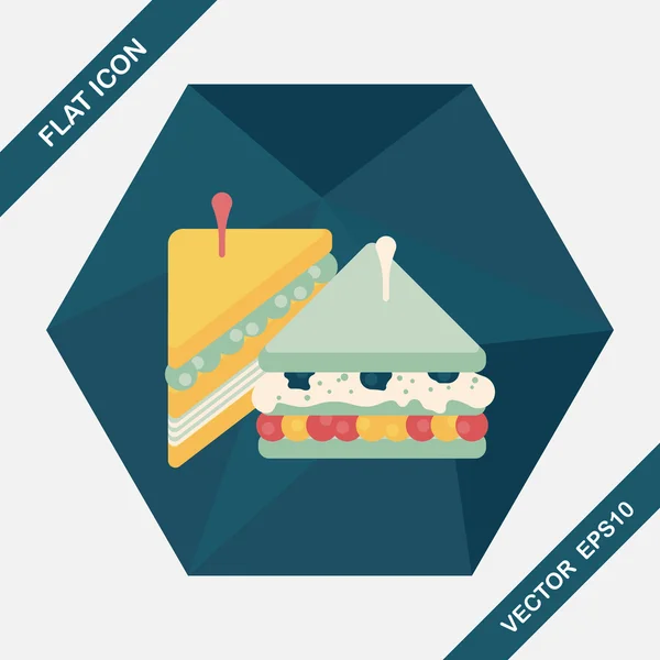 De platte pictogram sandwich met lange schaduw, eps10 — Stockvector