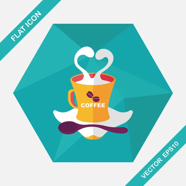 Café latte arte icono plano con sombra larga, eps10 — Vector de stock