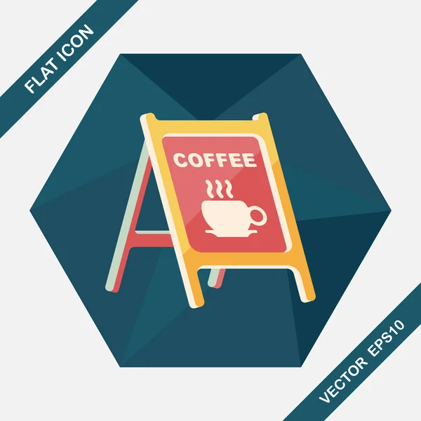 Coffee shop bestuur ondertekent platte pictogram met lange schaduw, eps10 — Stockvector