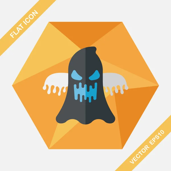 Halloween fantasma icono plano con sombra larga, eps10 — Vector de stock