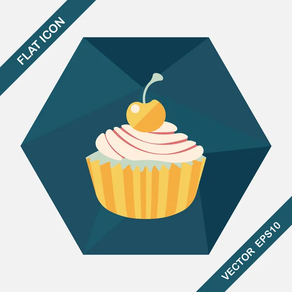 Ícone plana cupcake com sombra longa, eps10 — Vetor de Stock