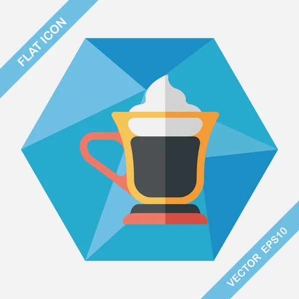 Ice floating coffee flat icon with long shadow, eps10 — стоковый вектор