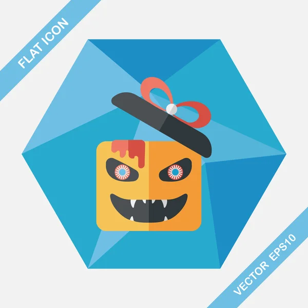 Halloween pompoen vormige vak platte pictogram met lange schaduw, eps10 — Stockvector