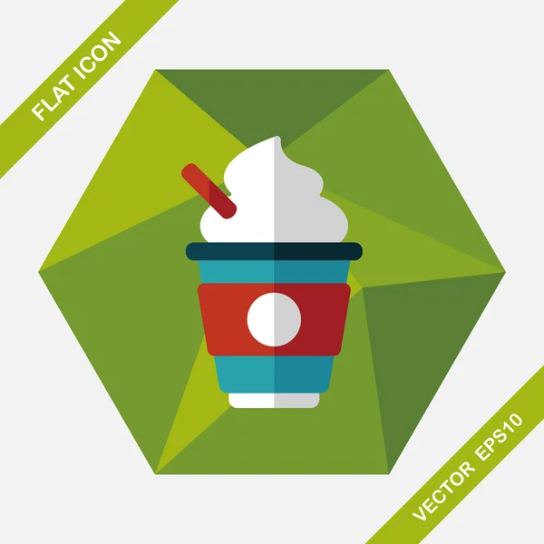 Crema de leche caliente café icono plano con sombra larga, eps10 — Vector de stock