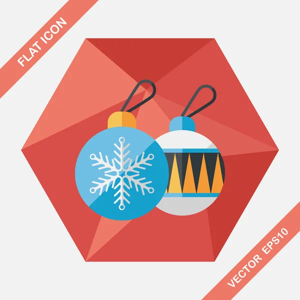 Kerstmis bal platte pictogram met lange schaduw, eps10 — Stockvector