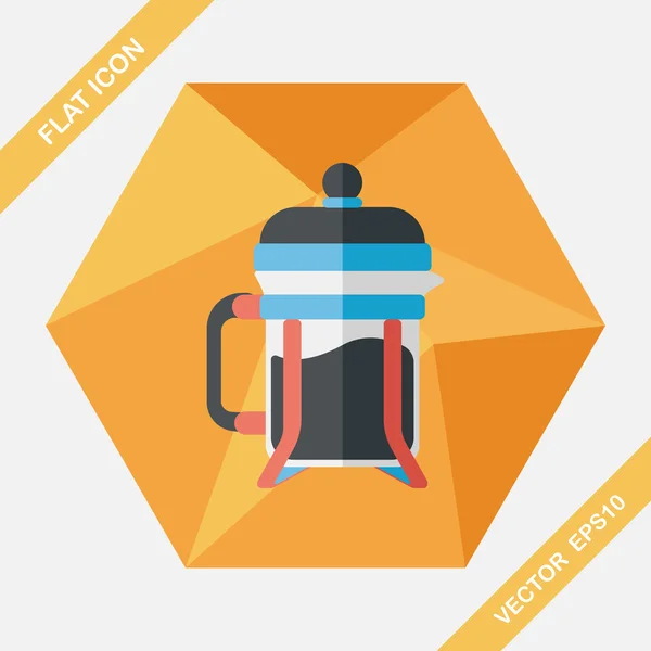 Koffie-/ theevoorzieningen platte pictogram met lange schaduw, eps10 — Stockvector