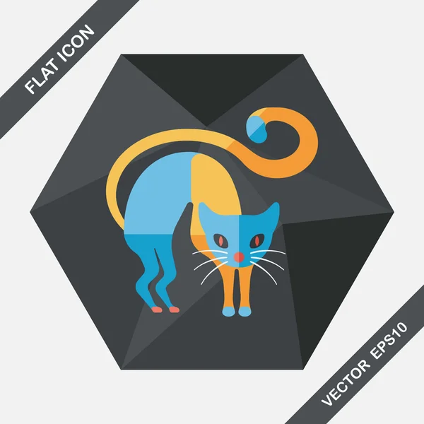 Gato malvado icono plano con sombra larga, eps10 — Vector de stock
