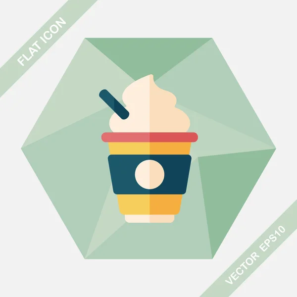 Crema de leche caliente café icono plano con sombra larga, eps10 — Vector de stock