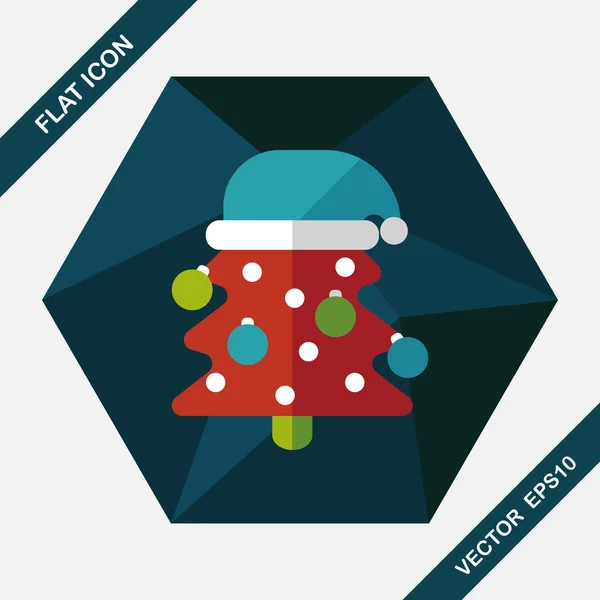 Juletreets flate ikon med lang skygge, eps10 – stockvektor