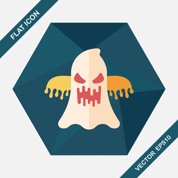 Halloween geest platte pictogram met lange schaduw, eps10 — Stockvector