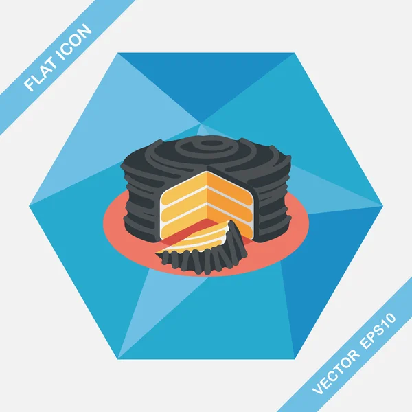 Ciasto płaskie ikona z długim cieniem, eps10 — Wektor stockowy